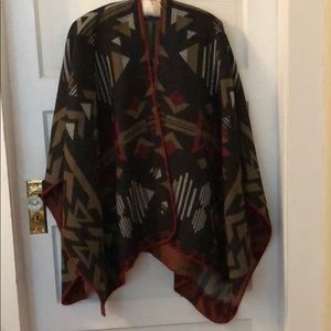 Roots Tribal Boho Poncho Wrap Os - image 1